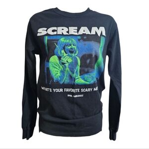 Scream SM "What's Your Favorite Scary Movie" Black Long Sleeve Graphic Tee